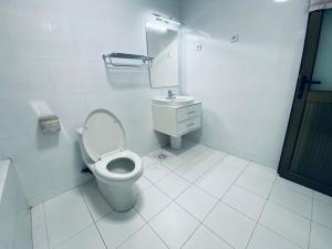 布拉柴维尔Appartement Meublé haut standing的白色的浴室设有卫生间和水槽。
