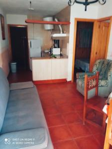 洛萨尔德拉韦拉Complejo Godoy的带沙发的客厅和厨房