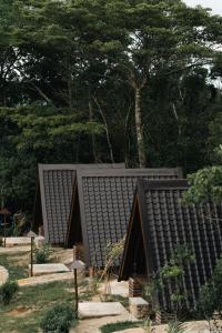 RangalaSeattle Knuckles的花园中一座带黑色屋顶的房子