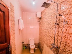 KisoroMianzi Guest House的一间带卫生间和淋浴的小浴室