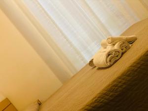 里米尼hotel iris的窗户客房内的一张床位