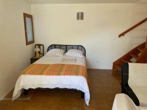 维琪奥港Charmante maison de village的一间卧室配有一张大床和两个枕头