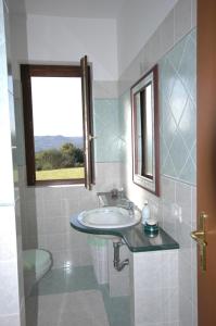奥尔泰圣洛伦索拉洛坎达公寓酒店的一间带水槽、窗户和卫生间的浴室
