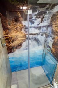 第戎La Cascade et des Halles的瀑布画的淋浴