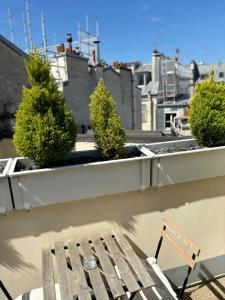 巴黎穆兰广场酒店的屋顶上木凳