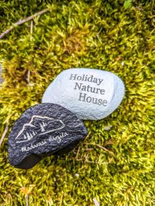IzvoareHoliday Nature House的几块岩石坐在草地上