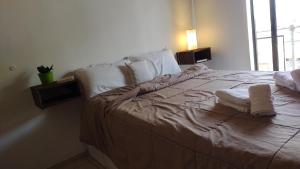 吉亚迪诺镇Departamento 2 Dormitorios Centro的一间卧室配有一张床,上面有两条毛巾
