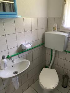 亚伊采Vikendica Žute dunje Jajce的浴室配有白色卫生间和盥洗盆。