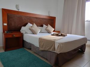 Bab EzzouarHôtels Jardy的一间卧室配有一张大床和木制床头板