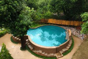 MarchulaTashree Kabeela Riverside Resort的享有庭院游泳池的顶部景色