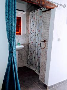 ZurgenaCasa Muskoka的浴室配有淋浴帘和盥洗盆。