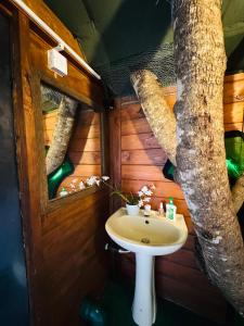蒂瑟默哈拉默Animal View Point Yala的树屋中带水槽的浴室