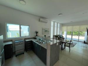 普拉亚布兰卡Playa Blanca Beach Rentals的厨房配有水槽和台面