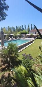 CabannesLe Mas des Mirabelles的庭院中间的游泳池