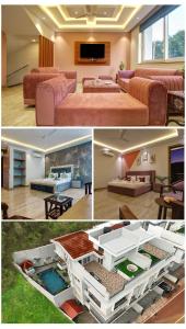巴加Euphoria Luxury Villa - 5BHK - Private Pool - Jacuzzi, Baga的一张带床的房间的三张照片拼贴