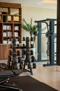 贝斯特Van der Valk Hotel Eindhoven-Best的健身房,拥有许多健身器材