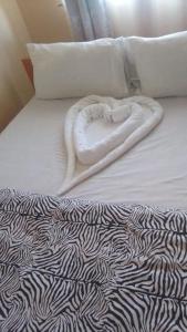 KakamegaHotel Illusions的心形床带毯子的床