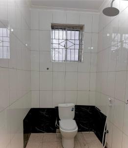 巴加莫约treasury的白色的浴室设有卫生间和窗户。