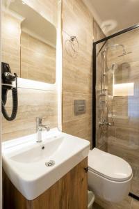 伊斯坦布尔Green sophia suite的一间带水槽、卫生间和淋浴的浴室