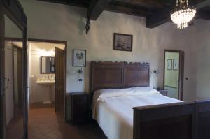 维尔吉利奥Agriturismo Corte Virgiliana的一间卧室设有一张大床和一个水槽
