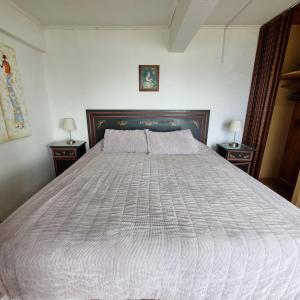 皮奇勒姆Max & Mar Pichilemu的一间卧室配有一张带2个床头柜的大床