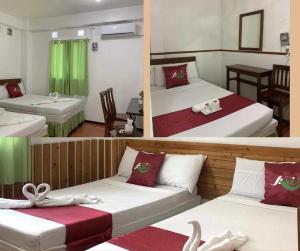 麦克坦Axis Pension Hotel的一张带两张床的卧室和一张房间的照片