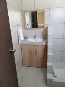 危地马拉Urban Home的一间带水槽和镜子的浴室