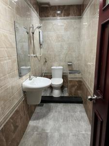 芹苴Hang Chau Hotel的一间带卫生间和水槽的浴室