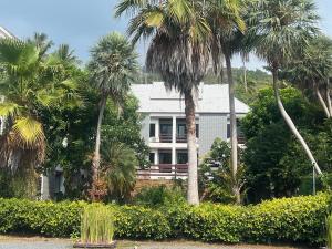拉迈苏梅岛海风广场酒店的一座棕榈树掩映的白色房子