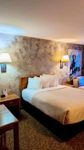 萨利达Browns Canyon Inn的酒店客房设有一张大床和两盏灯。