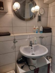 诺伊斯Apartment Am Mühlenbusch的一间带水槽和镜子的浴室