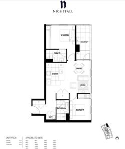 贝尔康嫩Modern 2b2b Apt -2 king bed-2 parking-UC-Westfield的房屋的平面图