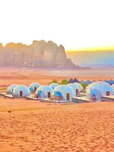 瓦迪拉姆Hasan Zawaideh Camp的沙滩上的蓝色帐篷