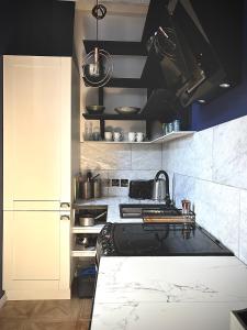 布莱顿霍夫Central Brighton Stylish Studio Apartment的厨房配有水槽和台面