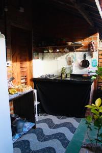 卡诺格布拉达Canoa Roots Hostel & Camping的厨房配有炉灶和台面