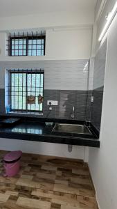迪布鲁加尔Villa Vivian - a cozy vacation home + free parking的一个带水槽的厨房和一个窗户