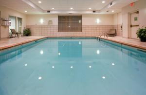 明尼阿波利斯明尼阿波利斯市中心- 会议中心假日快捷酒店&套房的在酒店房间的一个大型游泳池
