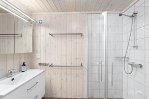 Nes i ÅdalNesfjellet的带淋浴和盥洗盆的浴室