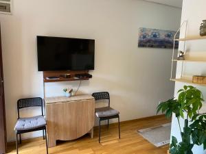 兹拉蒂博尔Zovin Breg的客厅配有2把椅子和平面电视