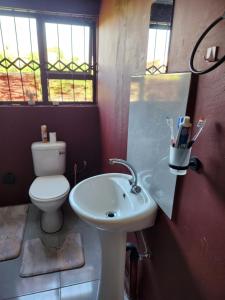 曼齐尼Dollar Zone的一间带卫生间和水槽的浴室