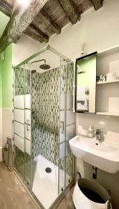 皮耶韦城La casa dei Mimmi的带淋浴和盥洗盆的浴室