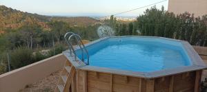 卡尔佩LES NINES的山景花园内的热水浴池