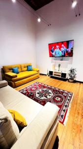 布宜诺斯艾利斯Casa grande en Palermo Soho的客厅配有两张沙发和一台电视机