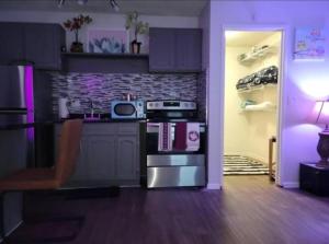 拉斯维加斯Unlv Cox studio的一间带炉灶的厨房 冰箱旁的顶级烤箱