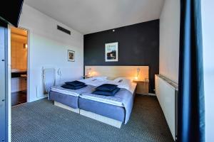 锡尔克堡锡尔克堡造纸厂丽笙酒店的一间卧室配有一张带两个枕头的床