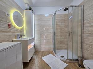 科佩尔New Istriaexperience的带淋浴和盥洗盆的浴室
