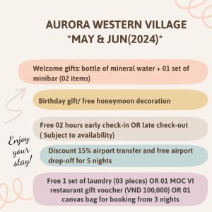 胡志明市Aurora Western Village的手机屏幕的截图,包含一系列项目