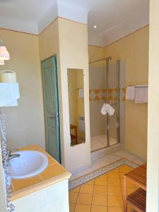 坎松瑞雷巴黎圣母院酒店的一间带水槽和淋浴的浴室