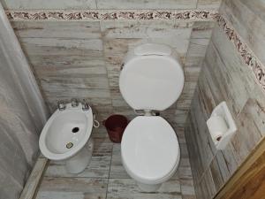 门多萨Hotel Geminis的浴室配有白色卫生间和盥洗盆。