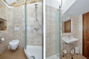维齐纳达Rural Apartments Ritossa的带淋浴、卫生间和盥洗盆的浴室